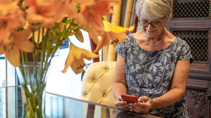 Digital Hotel Compendium guest looking for information about her stay